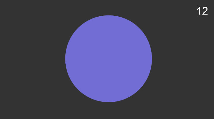 グレーの背景に大きな紫色の円。