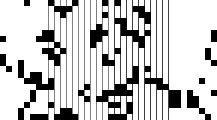 Grid of squares made of black lines on a white background. Some squares are filled in with solid black.