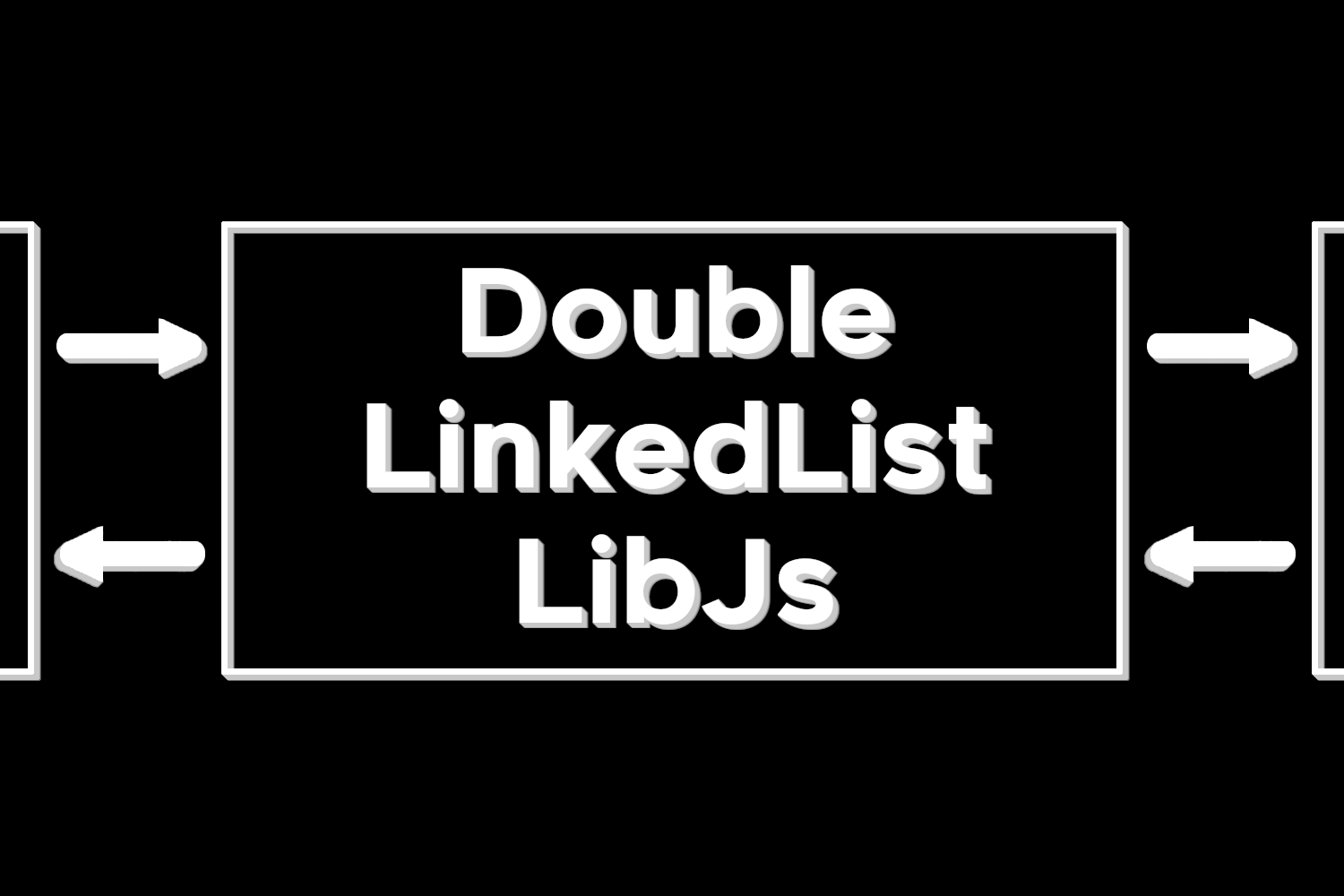 双方向連結リストを表示するロゴ。ノードの1つの中央に「DoubleLinkedListLibJs」という名前が表示されています