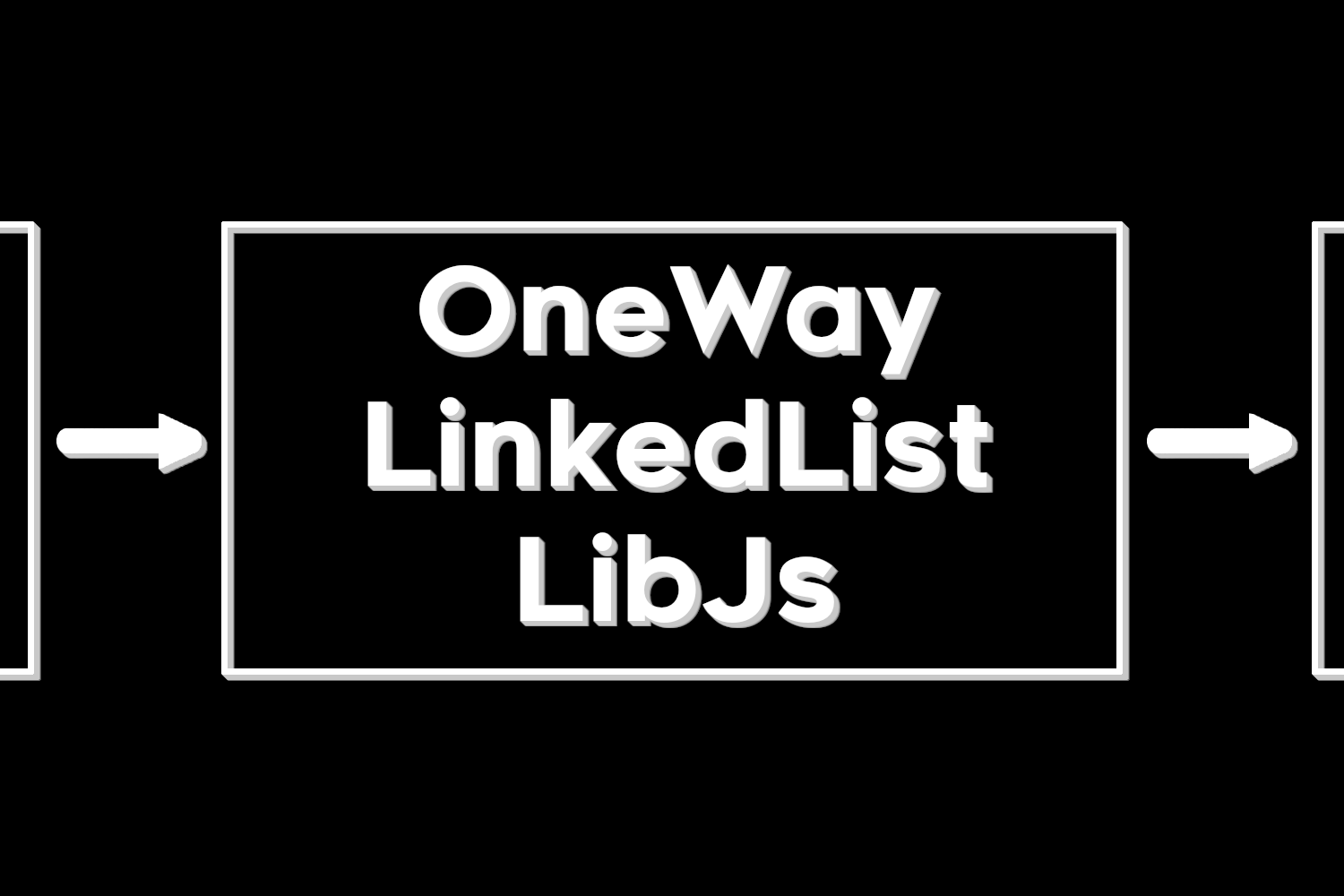 連結リストを表示するロゴ。ノードの1つの中央に「OneWayLinkedListLibJs」という名前が表示されています