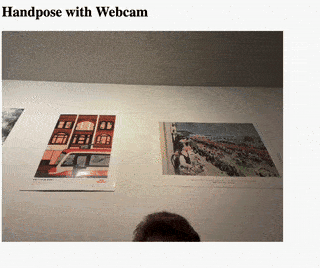 空中に掲げられた手のビデオフィードで、各指に緑の点がついている