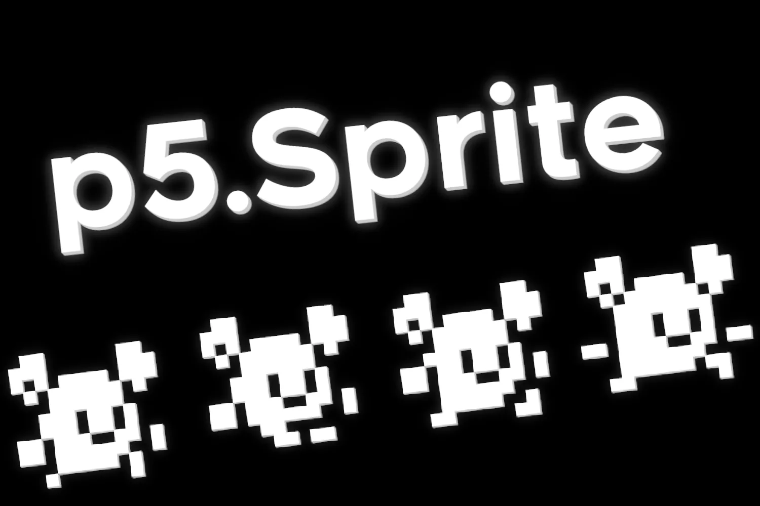 \"p5.Sprite\"という名前が上部に傾いて表示され、その下にキャラクターの歩行サイクルが表示されたスプライトシートがあります