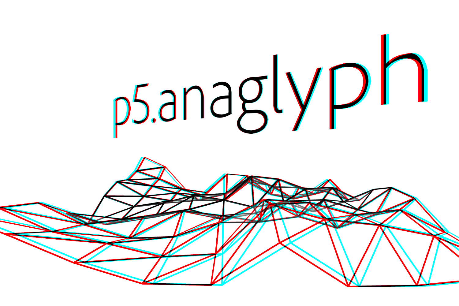 a stereoscopic anaglyph scene of 3D terrain