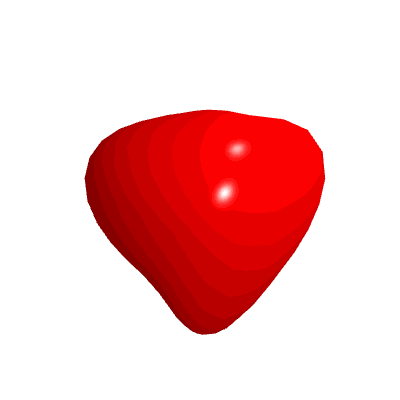 時間とともに揺れ歪む赤い球体